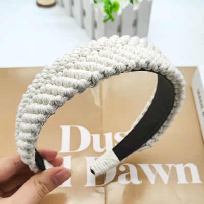 Cross-Border New Arrival European and American Style Headdress Vintage Hand-Woven Wide Brim Hair Band Headband Simple Face Washing Hair Fixer Hair Accessories