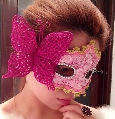 Halloween Masquerade Princess Mask Venice Patch Painted Party Eye Mask Men and Women with Flower Butterfly Style