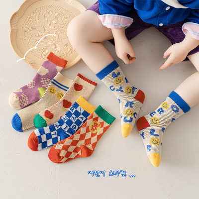 Children's Socks Wholesale 2022 Autumn and Winter New Double Needle Two-Way Retro Trend Knitting Boys Girls' Stockings