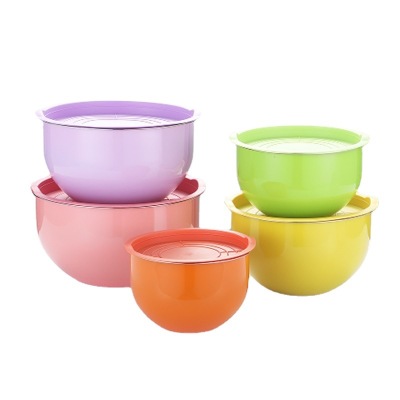 Hz223 European Style Thickening Salad Bowl Non-Magnetic Color with Lid and Basin Egg Seasoning Soup Plate Stainless Steel Bowl