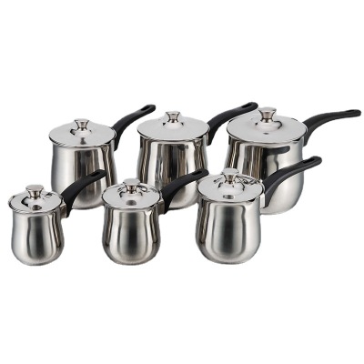 Hz444 Stainless Steel Coffee Cup Long Handle Foreign Trade Arab More than Milk Pot Hot Milk Pot Turkish Cup Wholesale