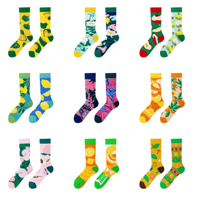 AB Socks New Couple Socks Cartoon Long Cotton Socks Combed Cotton Hand Sewing AB Cotton Socks Creative Multi-Color Optional