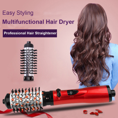 Amazon Cross-Border Hot Selling Rotating Hair Curling Comb Straight Hair Curls Blowing Hair Three-in-One Multifunctional Warm-Air Comb