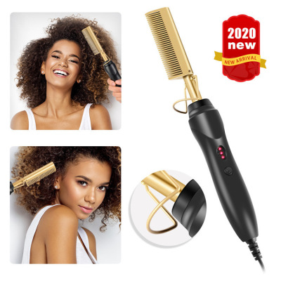 Amazon New Electric Hair Curler Household Hair Curler Wet and Dry Copper Comb Multi-Function Roll Straight Electric Straight Comb