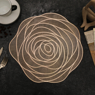 European-Style High-End Decorative Placemat PVC Cup Mat Bowl Mat Heat Proof Mat Dining Table Cushion Western-Style Placemat Tableware Mat Rose Style