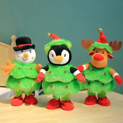 Amazon Foreign Trade Christmas Tree Electric Toys Learn to Speak, Sing and Dance Electric Snowman Elk Plush Toys
