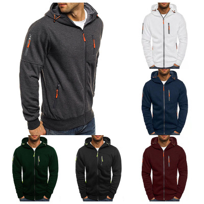 Foreign Trade Men's Large Size Men's Warm Jacket Sports Fitness Casual Arm Zipper Cardigan Hoodie Coat