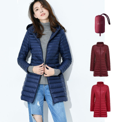 Down Jacket Women's Winter New Mid-Length Thin White Duck down Temperament Thickening Warm and Slimming Korean Style Fashion Slim Fit