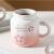 Creative Mug Girl Cherry Blossom Pink Ceramic Couple Cups Men and Women Water Cup Coffee Cup with Lid Breakfast Milk Cup