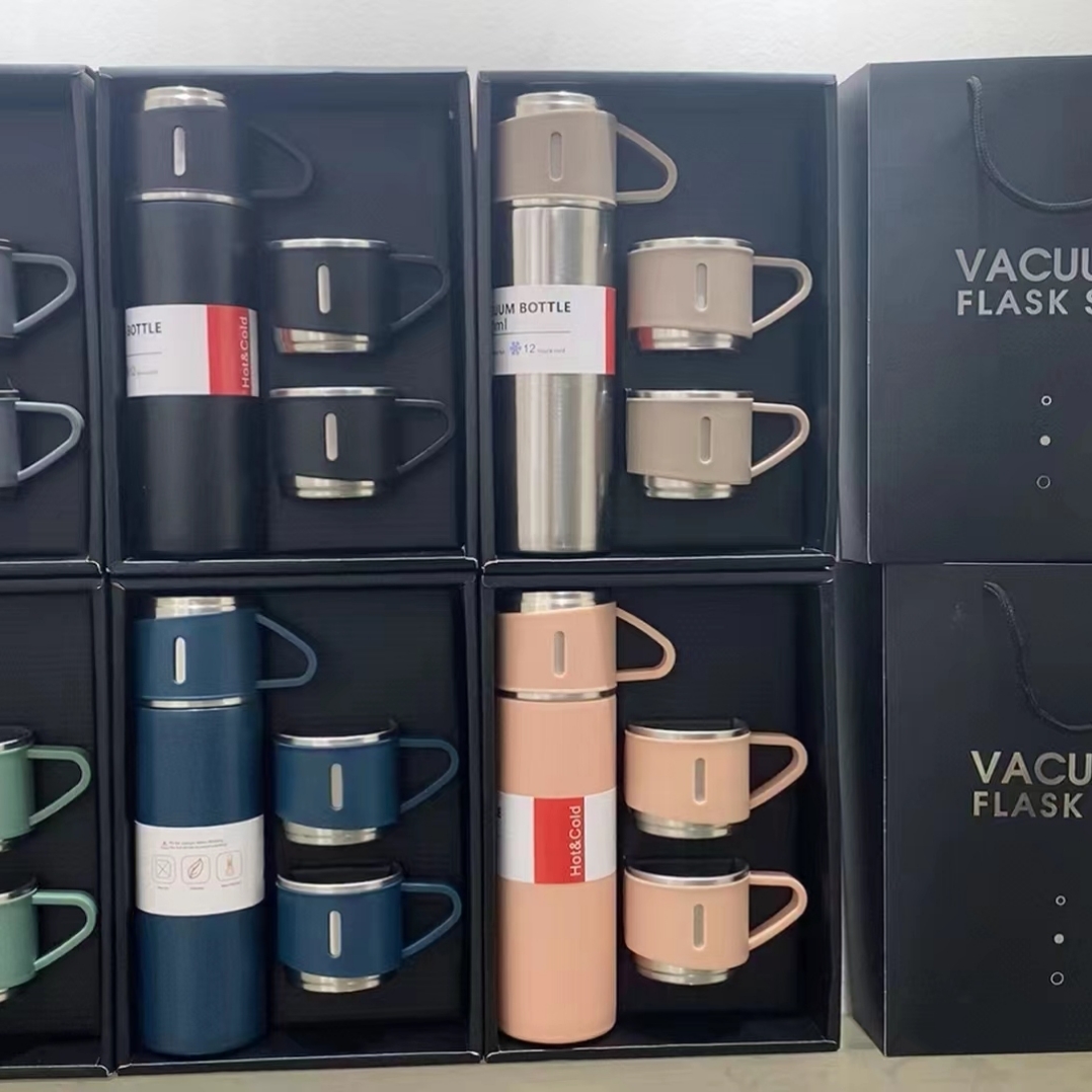 全钢子弹头保温杯304不锈钢礼品批发双层保温杯礼盒一杯多盖水杯