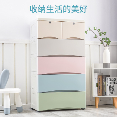 Macaron Large Capacity Drawer Storage Box Plastic Storage Cabinet Toy Baby Organize Storage Wardrobe