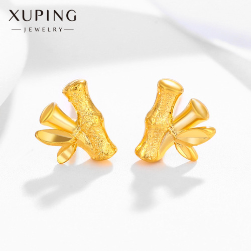 Xuping Jewelry Alloy Bamboo Stud Earrings Female Ancient Style Niche Design Earrings Light Luxury Bamboo Earrings Earrings Wholesale