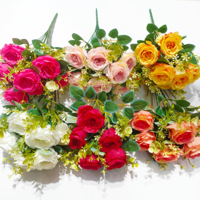 Nordic Ins Artificial Rose Wedding Bouquet Bunch Wedding Home Decoration Artificial Flower Bouquet 5 Heads Peony