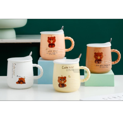 Creative Relief Cute Bear Ceramic Cup Mug Coffee Cup Office Water Glass Household Water Cup Gift Cup