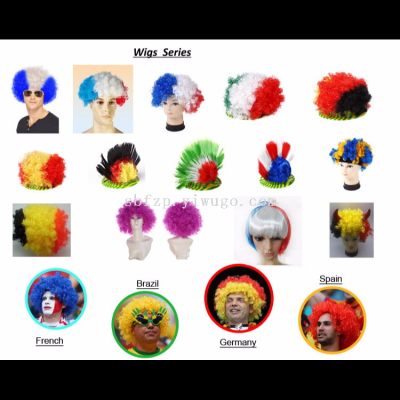 World Football Cup Fans Headband Wig Disco Fancy Dress Party Wig