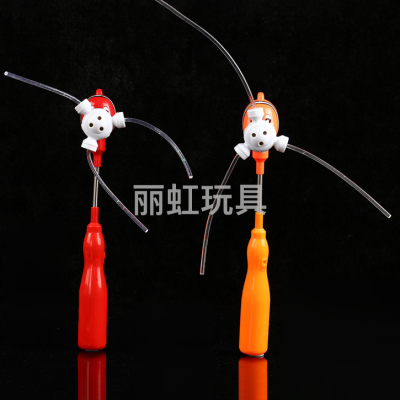 Cartoon Light-Emitting Small Fish Windmill Stick Colorful Rotating Flash Music Windmill Electric Toy Gift