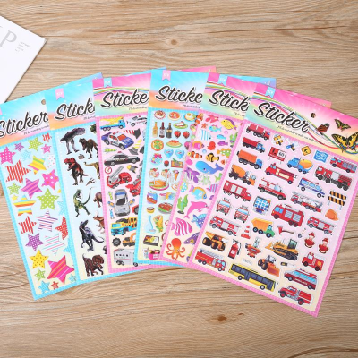 New Cartoon Children Bubble Sticker 3D 3D Cute Animal Car Journal Stickers Students' Reward Stickers