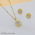 Amazon Europe and America Cross Border Hot Sale SUNFLOWER Zircon Earrings Necklace Two-Piece Suit Source Factory Direct Supply