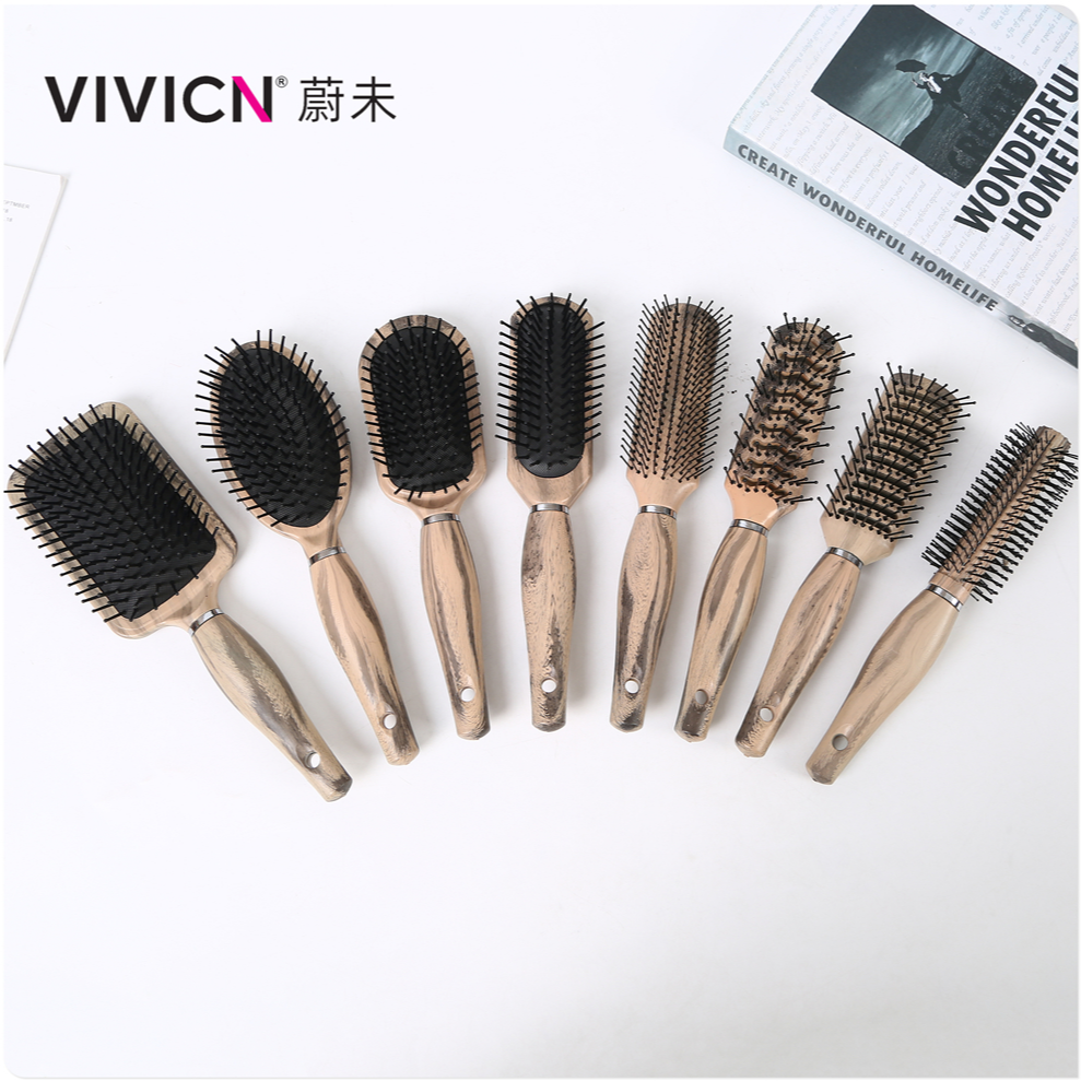 [wei wei]] wood-like comb plastic comb comb long hair fluffy hair artifact air cushion comb good-looking hot sale