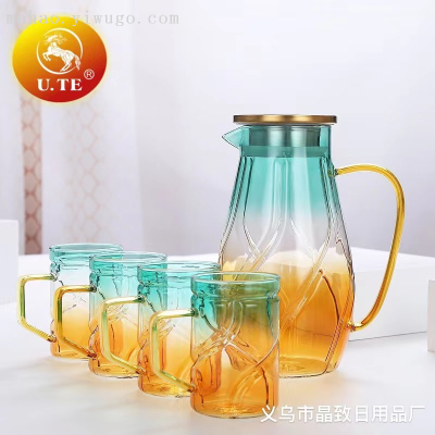 Stainless Steel Cover Glass Water Pitcher 1600ml