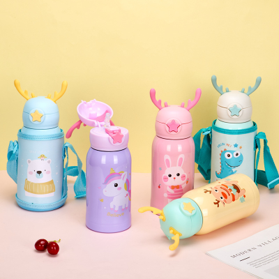 600ml Large Capacity Thermos Cup 304 Stainless Steel Creative Cartoon Children's Kettle Wholesale Custom Logo Thermos