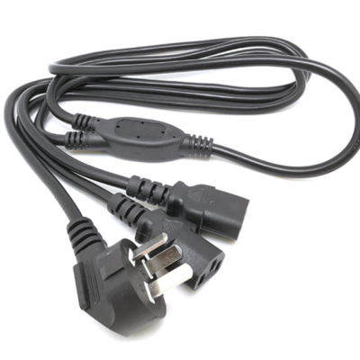 National Standard One-to-Two Desktop Host Power Cord Double-Tail Pin Tail Computer Cable  Plug Equipment Pure Copper
