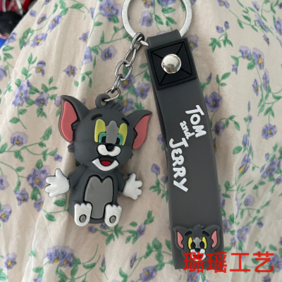 Cute Cartoon Key Button Cat and Mouse Tom Little Doll Lovely Bag Pendant Couple Small Gift Pendant