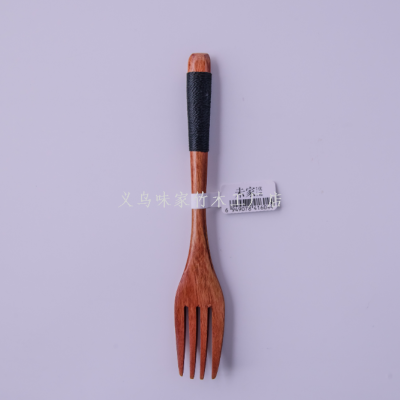 Vekoo Bamboo Factory Store Genuine Hotel Household Wooden Ladel Old Paint Wrapping 4 Forks 17.5 *...