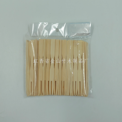 Bamboo Fruit Fork Disposable Children's Heart-Shaped Bamboo Fork Fruit Toothpick Pastry Fork Factory Wholesale