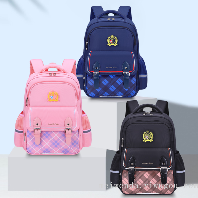 2022 Fashionable All-Match Plaid Student Schoolbag Burden-Reducing Portable Backpack Wholesale