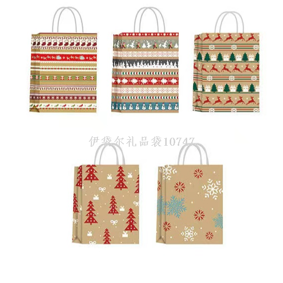 礼物盒图案黄牛皮纸购物袋烫金礼品袋 手提袋