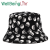 Simple Leopard Print Black and White Pattern Printing Bucket Hat Japanese Personality Graffiti Sun Protection Sunshade Travel & Outdoor Bucket Hat