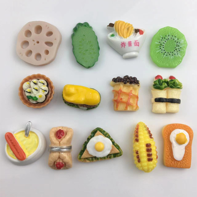 New Noodles with Soybean Paste Lotus Root Slices Corn Kiwi Sandwich Resin Simulation Small Candy Toy Children Toy House Ornaments