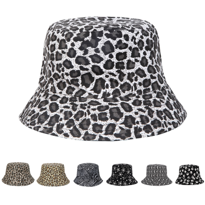 Simple Leopard Print Black and White Pattern Printing Bucket Hat Japanese Personality Graffiti Sun Protection Sunshade Travel & Outdoor Bucket Hat