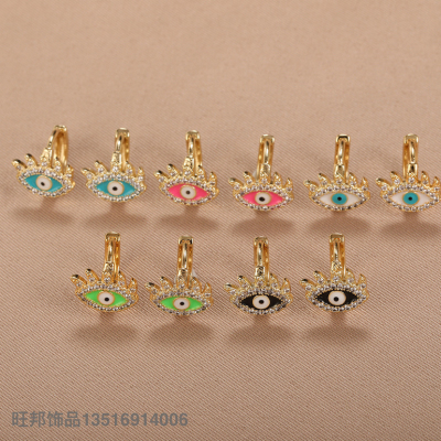 European and American Retro Evil Eye Shape Earrings Female Temperament Copper Plating 18K Real Gold Creative Zircon Earrings Earrings