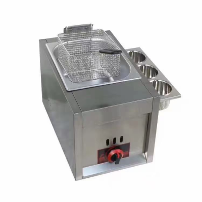 Gas Fryer with Single-Cylinder and Single-Sieve LD81#6L Frying Pan Deep Fryer Fried Chicken Wing French Fries