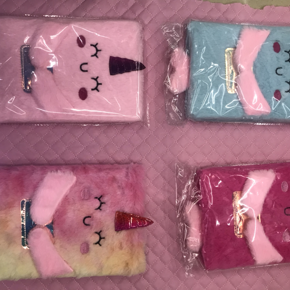 可爱毛绒解压手账本学生礼品奖品毛绒刺绣笔记本创意卡通记事本