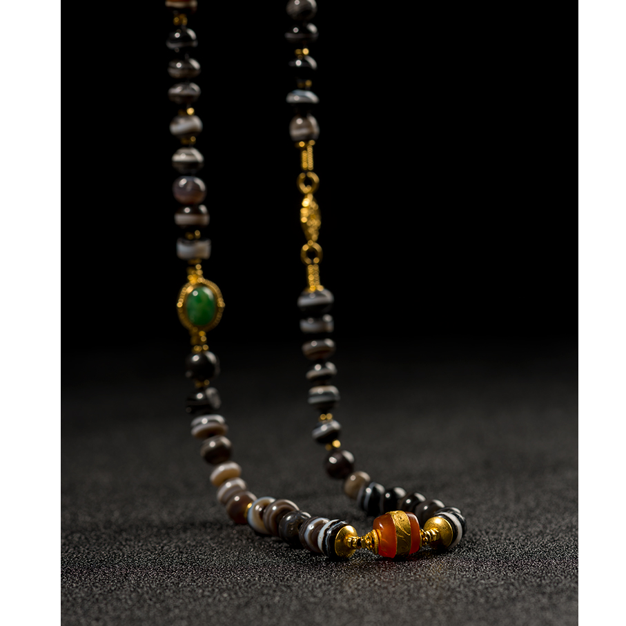 老缠丝玛瑙珠手链+项链 精品包金配件 999足金配件