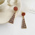 Korean French Style Temperament Houndstooth Triangle Design Sense Sterling Silver Needle Earrings + New Simple Brown Earrings Trendy Women