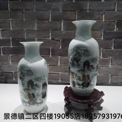 Jingdezhen Ceramic Large Vase Hand Painted Small Vase Landscape Vase Floor Vase Decoration Antique Crafts