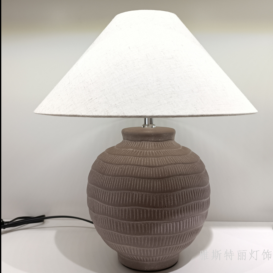 Table Lamp Simple Living Room Japanese Style Hotel Retro B & B Bedroom Ceramic Decorative Lamps Silent Style Fabric Table Lamp