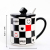 Ceramics mug ceramics cup checkerboard mug smile face cup .