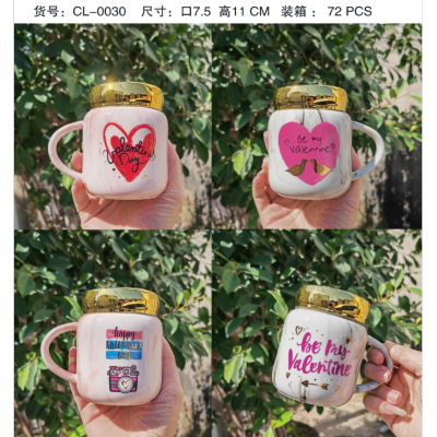 Love English Text Mirror Cup Office Vacuum Cup Household Water Cup Men and Women Couple Cups Valentine's Day Gift Cup