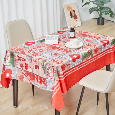 Factory Direct Sales European Style Decorations Arrangement Creative Christmas Printed Tablecloth Christmas Decoration Supplies