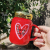 Festive Red Love Ceramic Mirror Cup Mug Office Vacuum Cup Household Water Cup Valentine's Day Gift Cup