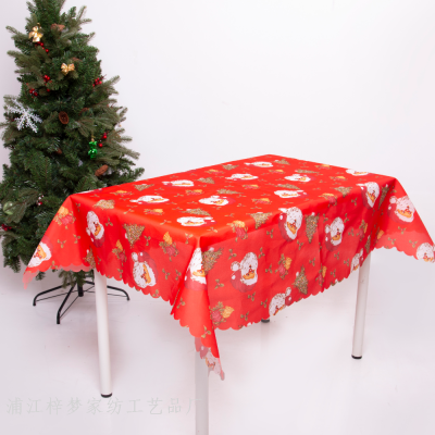 Christmas Tablecloth Decoration Amazon Cross-Border Hot Selling Christmas Printed Tablecloth Table Cloth Factory Direct Sales