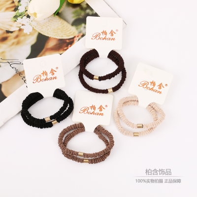 South Korea High-Grade Hair Rope Hair Ring Hair Accessories Wholesale Base Hairtie Pleated Corrugated Hair Rope Rubber Band Stall Cross-Border