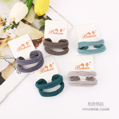 Korean Style Simple New Basic Stripe Thick Hair Band Fashion All-Match Stretch Ponytail Hair String Rubber Headband Head Rope Hair Ring