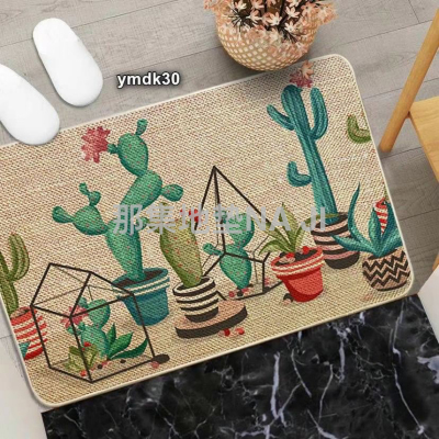 New Simple Plant Linen Bathroom Non-Slip Mat Bathroom Shower Room Floor Mat Long Strip Doormat Carpet