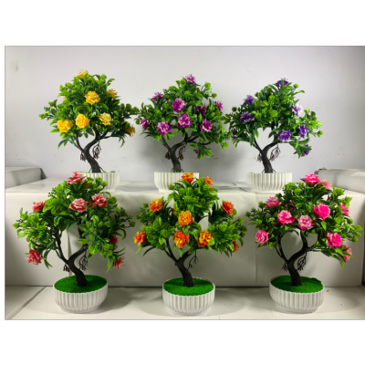 Artificial Flower Decoration for Living Room Simulation Pot Plastic Flowers Decorative Bonsai Tea Table Decoration